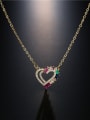 thumb Brass Cubic Zirconia  Trend Hollow Heart Pendant Necklace 1