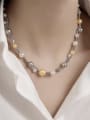 thumb Brass Imitation Pearl Irregular Minimalist Multi Strand  Beaded Necklace 1