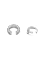 thumb Brass Cubic Zirconia Asymmetrical  Geometric Minimalist Huggie Earring(Single-Only One) 2