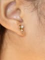 thumb Brass Cubic Zirconia Star Moon Cute Stud Earring 1
