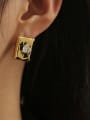 thumb Brass Cubic Zirconia Heart Vintage Geometric Stud Earring 1
