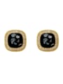 thumb Brass Shell Enamel Square Vintage Clip Earring 3