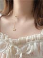 thumb Mixed Metal Shell Beige Butterfly Cute Lariat Necklace 1