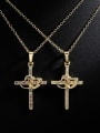 thumb Brass Cubic Zirconia Cross Vintage Necklace 0
