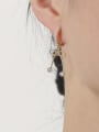 thumb Brass Artificial Pearl Bowknot Minimalist Huggie Earring 1
