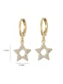 thumb Brass Cubic Zirconia Five-pointed star Vintage Huggie Earring 3