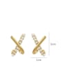 thumb Brass Cubic Zirconia Cross Minimalist Stud Earring 2