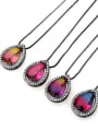 thumb Brass Millefiori Glass stone Water Drop Vintage Necklace, 0