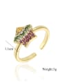 thumb Brass Cubic Zirconia Five-Pointed Star Vintage Band Ring 2