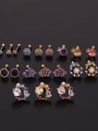 thumb Brass with Cubic Zirconia Multi Color Round Dainty Stud Earring 1