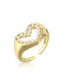 thumb Brass Imitation Pearl Heart Trend Band Ring 0