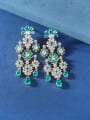 thumb Brass Cubic Zirconia Multi Color Flower Luxury Cluster Earring 1