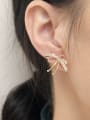 thumb Brass Cubic Zirconia Bowknot Trend Stud Earring 2