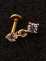 thumb Brass with Cubic Zirconia White Cross Stud Earring 2