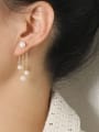 thumb Brass Imitation Pearl Tassel Minimalist Drop Earring 1