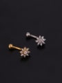 thumb Brass with Cubic Zirconia White Flower Minimalist Stud Earring 2