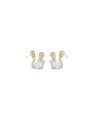 thumb Brass Cubic Zirconia Rabbit Dainty Stud Earring 0