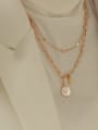 thumb Brass Freshwater Pearl Geometric Vintage Lariat Necklace 1