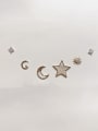 thumb Brass Cubic Zirconia Minimalist Star  Moon Set Stud Earring 0