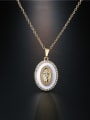 thumb Brass Cubic Zirconia Enamel Oval Vintage Virgin mary Pendant Necklace 1