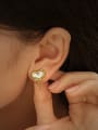 thumb Brass Shell Heart Minimalist Stud Earring 1