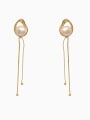 thumb Brass Imitation Pearl Geometric Minimalist Threader Trend Korean Fashion Earring 0