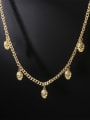 thumb Brass Cubic Zirconia Skull Vintage Hollow Chain Necklace 0