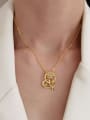 thumb Brass Rhinestone Heart Vintage Necklace 1