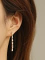 thumb Bronze Cubic Zirconia Tassel Minimalist Threader Earring 2