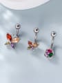 thumb Brass Cubic Zirconia Butterfly Minimalist Belly studs & Belly Bars 1