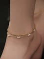 thumb Brass Irregular Hip Hop Double Layer Chain Anklet 1