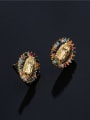 thumb Brass Cubic Zirconia Geometric Vintage Virgin mary Stud Earring 2
