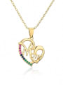 thumb Brass Cubic Zirconia Heart Dainty Letter MOM Pendant Necklace 3