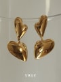 thumb Brass Smooth Heart Vintage Drop Earring 2