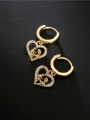 thumb Brass Cubic Zirconia Heart Vintage Huggie Earring 1