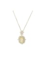 thumb Brass Cubic Zirconia Yellow Flower Dainty Necklace 0