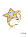 thumb Brass Enamel Five-pointed star Trend Band Ring 2