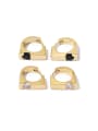 thumb Brass Cubic Zirconia Geometric Vintage Huggie Earring 0