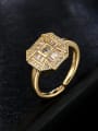 thumb Brass Cubic Zirconia Square Vintage Band Ring 2