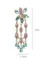 thumb Brass Cubic Zirconia Multi Color Flower Statement Cluster Earring 2