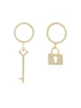 thumb Copper Minimalist Asymmetric key lock Drop Trend Korean Fashion Earring 0