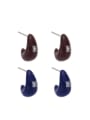 thumb Brass Enamel Water Drop Minimalist Stud Earring 0
