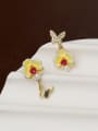 thumb Brass Enamel Flower Minimalist Drop Earring 1