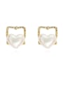 thumb Copper Freshwater Pearl Heart Minimalist Stud Trend Korean Fashion Earring 0