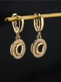 thumb Brass Cubic Zirconia Moon Vintage Huggie Earring 1