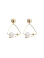 thumb Copper Imitation Pearl Triangle Minimalist Drop Trend Korean Fashion Earring 0
