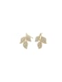 thumb Brass Cubic Zirconia Leaf Dainty Stud Earring 0