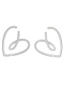 thumb Brass Cubic Zirconia Heart Minimalist Stud Earring 3