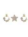 thumb Brass Cubic Zirconia Star Vintage Pentagram White Crystal Huggie Trend Korean Fashion Earring 0