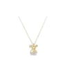 thumb Brass Cubic Zirconia Rabbit Dainty Necklace 0